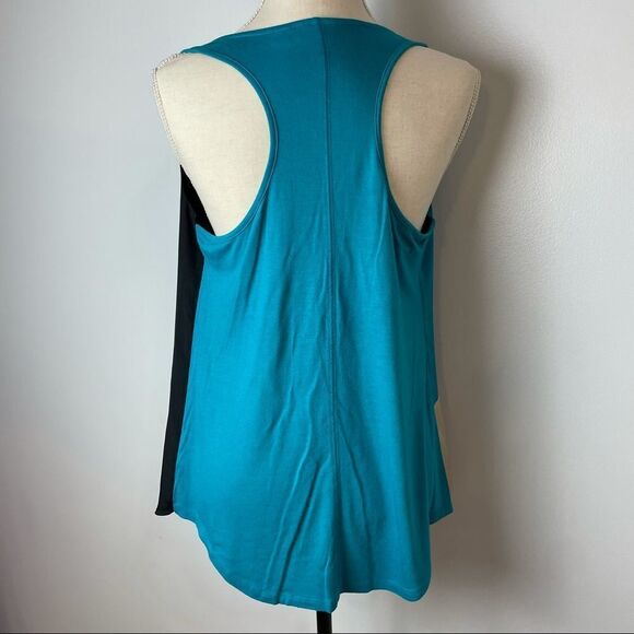 Allen B Blue Black Cream Color Block Sleeveless Round Neck Blouse size L - Picture 8 of 12